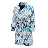 Zigzag  Chevron Blue Pattern Men'S Bathrobe