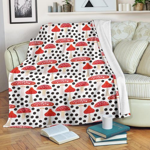 Red Mushroom Dot Pattern Premium Blanket