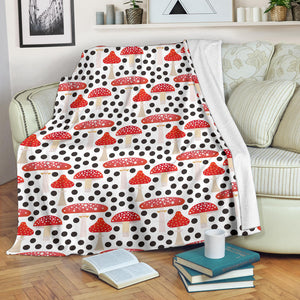 Red Mushroom Dot Pattern Premium Blanket