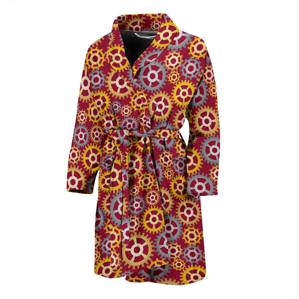 Gear Pattern Print Design 04 Men's Bathrobe