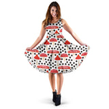 Red Mushroom Dot Pattern Sleeveless Midi Dress