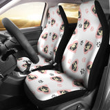 Cute Pugs Pink Heart Paw Pattern  Universal Fit Car Seat Covers
