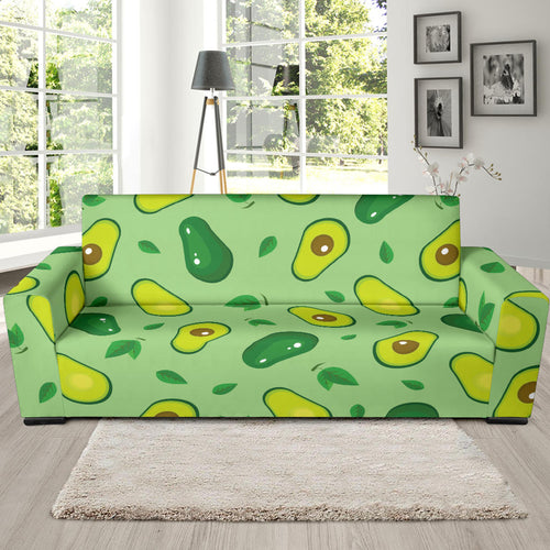 Avocado Pattern Green Background Sofa Slipcover