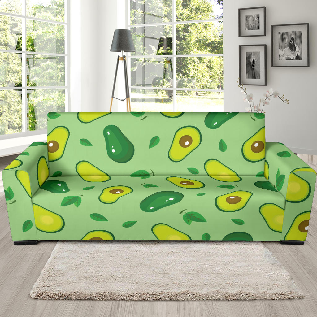 Avocado Pattern Green Background Sofa Slipcover