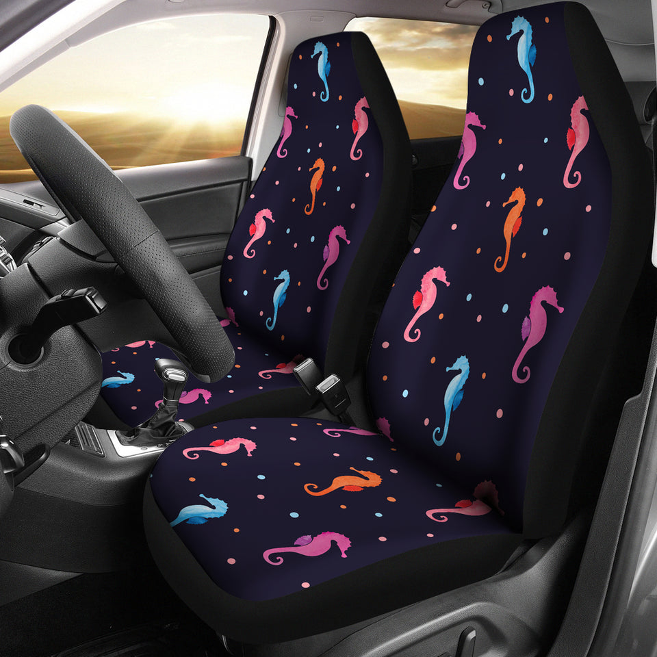 Watercolor Colorful Seahorse Pattern  Universal Fit Car Seat Covers