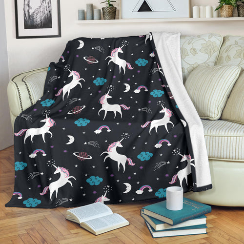 Unicorn Rainbows Moon Clound Star Pattern Premium Blanket