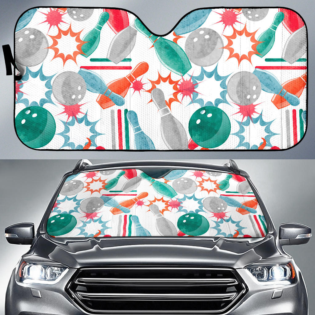 Watercolor Bowling Pattern Car Sun Shade