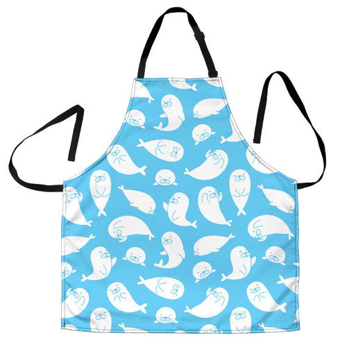 Cute White Sea Lion Seals Pattern Adjustable Apron