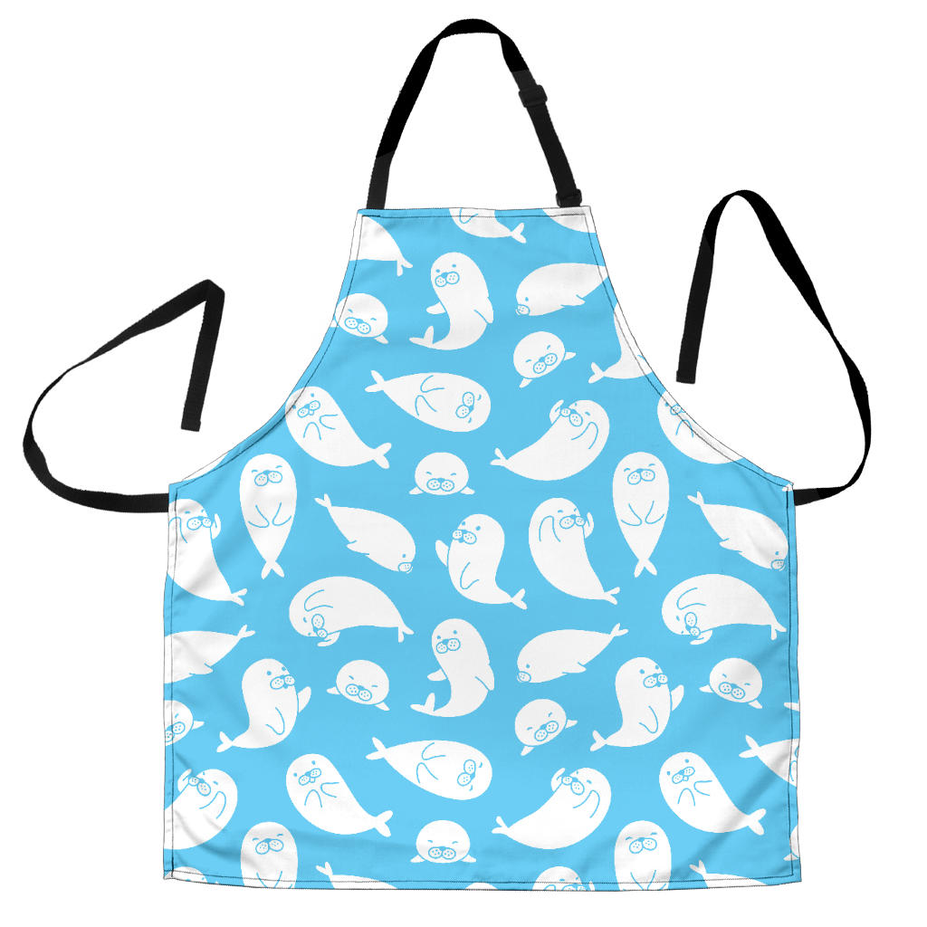 Cute White Sea Lion Seals Pattern Adjustable Apron