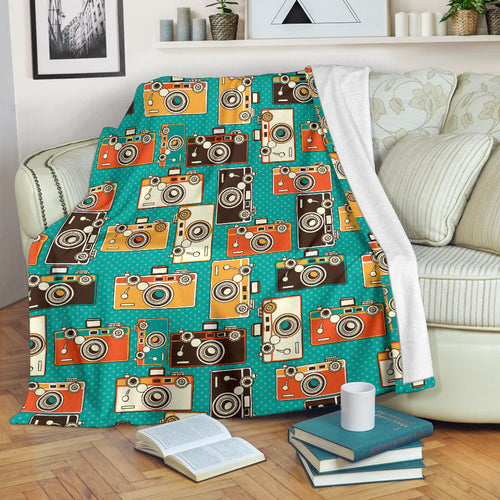 Camera Pattern Print Design 03 Premium Blanket