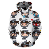 Cute Ninja Design Pattern Men Women Pullover Hoodie