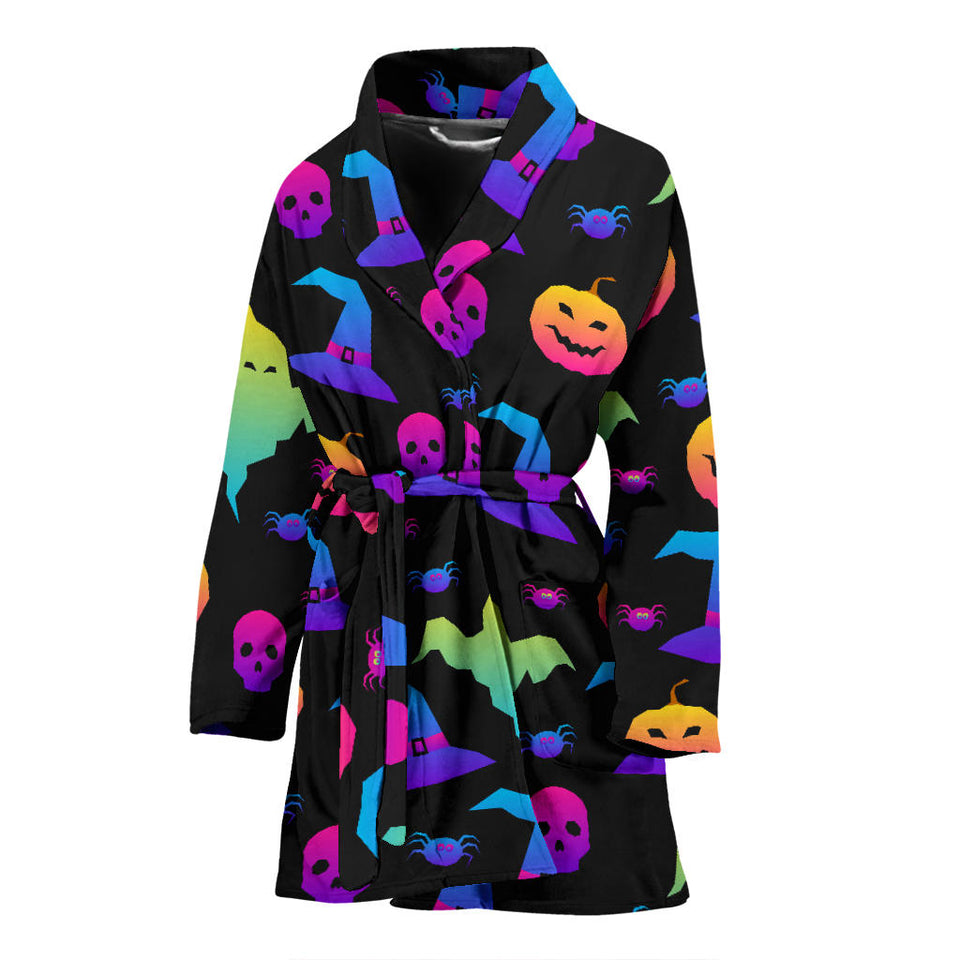 Colorful Halloween Background Women'S Bathrobe