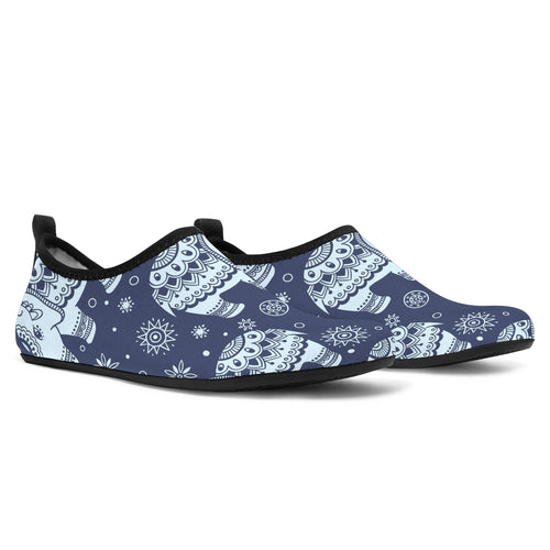 Elephant Tribal Design Pattern Aqua Shoes