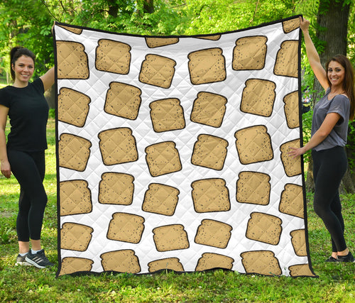 Bread Toast Pattern Print Design 03 Premium Quilt