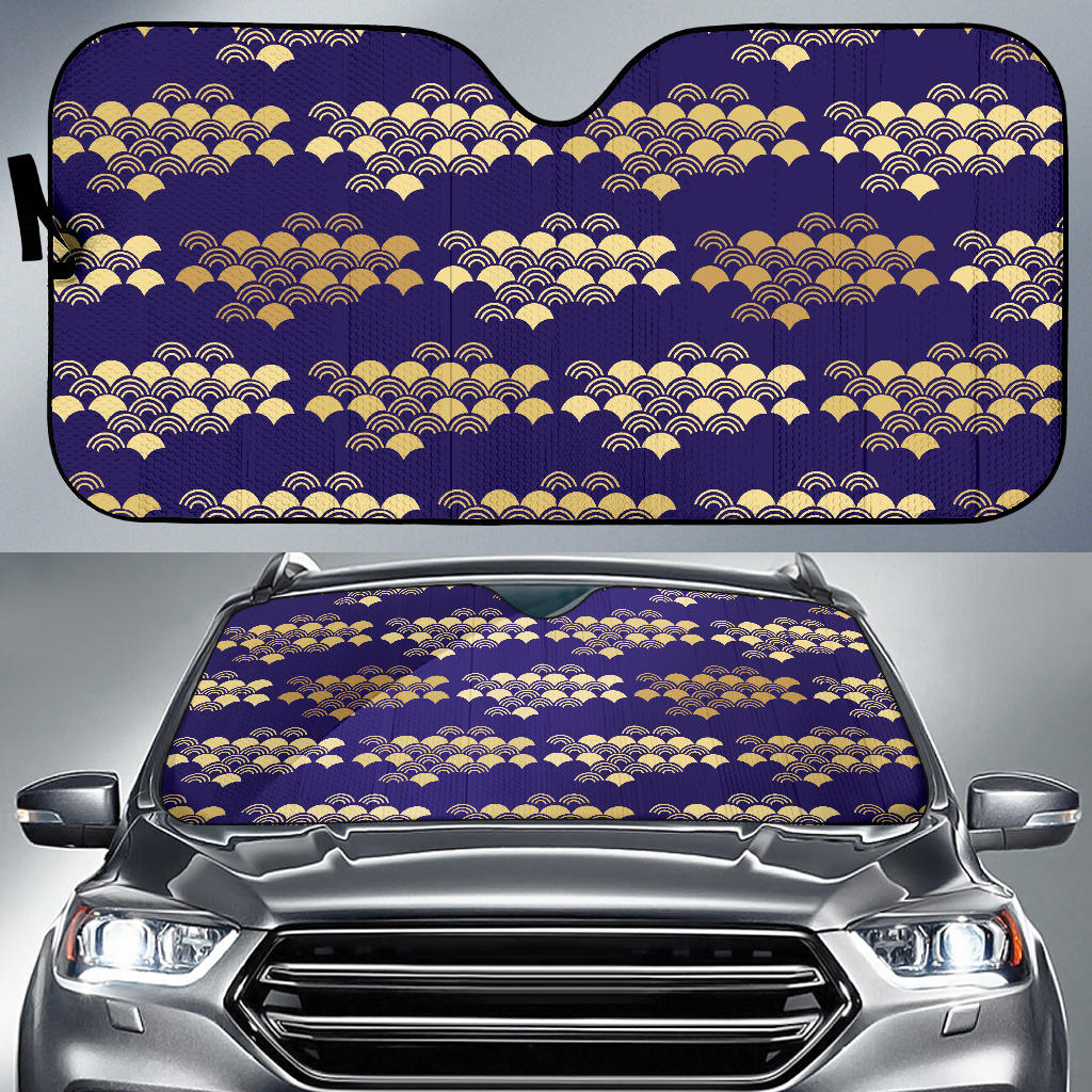 Beautiful Japanese Fan Pattern Car Sun Shade