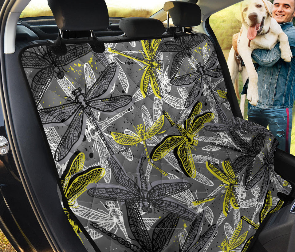 Hand Drawn Dragonfly Pattern Dog Car Seat Covers