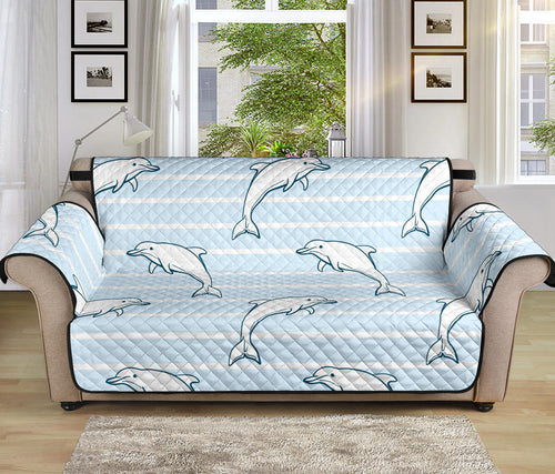 Dolphin blue striped background Sofa Cover Protector