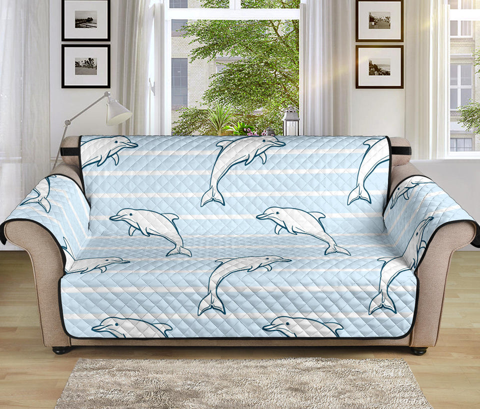Dolphin blue striped background Sofa Cover Protector