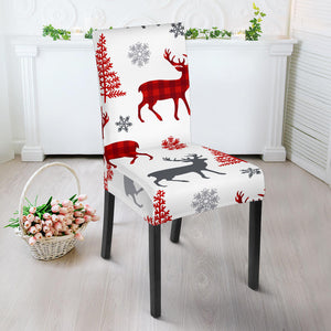Deer Tree Snowflakes Chrismas Pattern Dining Chair Slipcover