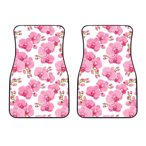 Pink Purple Orchid Pattern Background Front Car Mats