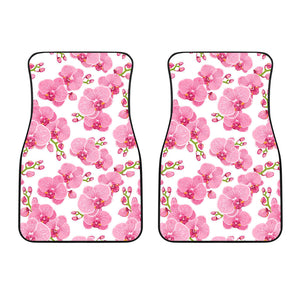 Pink Purple Orchid Pattern Background Front Car Mats