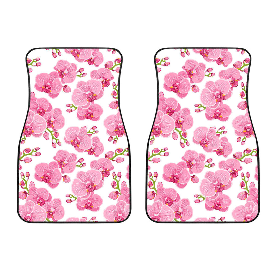 Pink Purple Orchid Pattern Background Front Car Mats