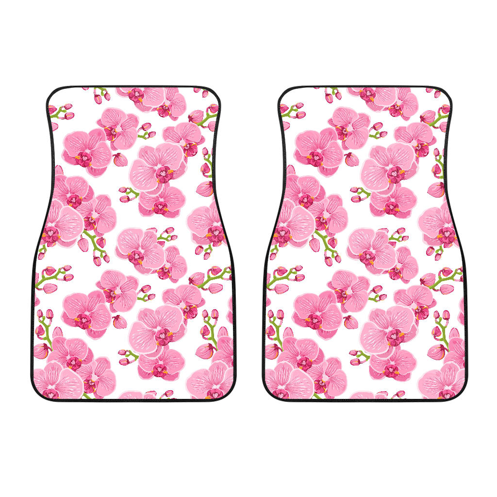 Pink Purple Orchid Pattern Background Front Car Mats