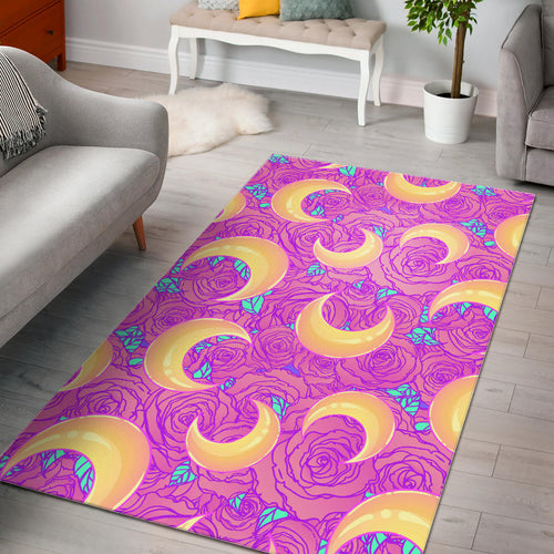 Moon Pink Rose Background Area Rug