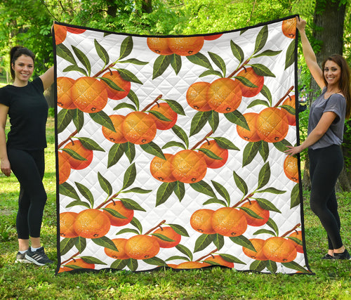 Oranges Pattern Background Premium Quilt
