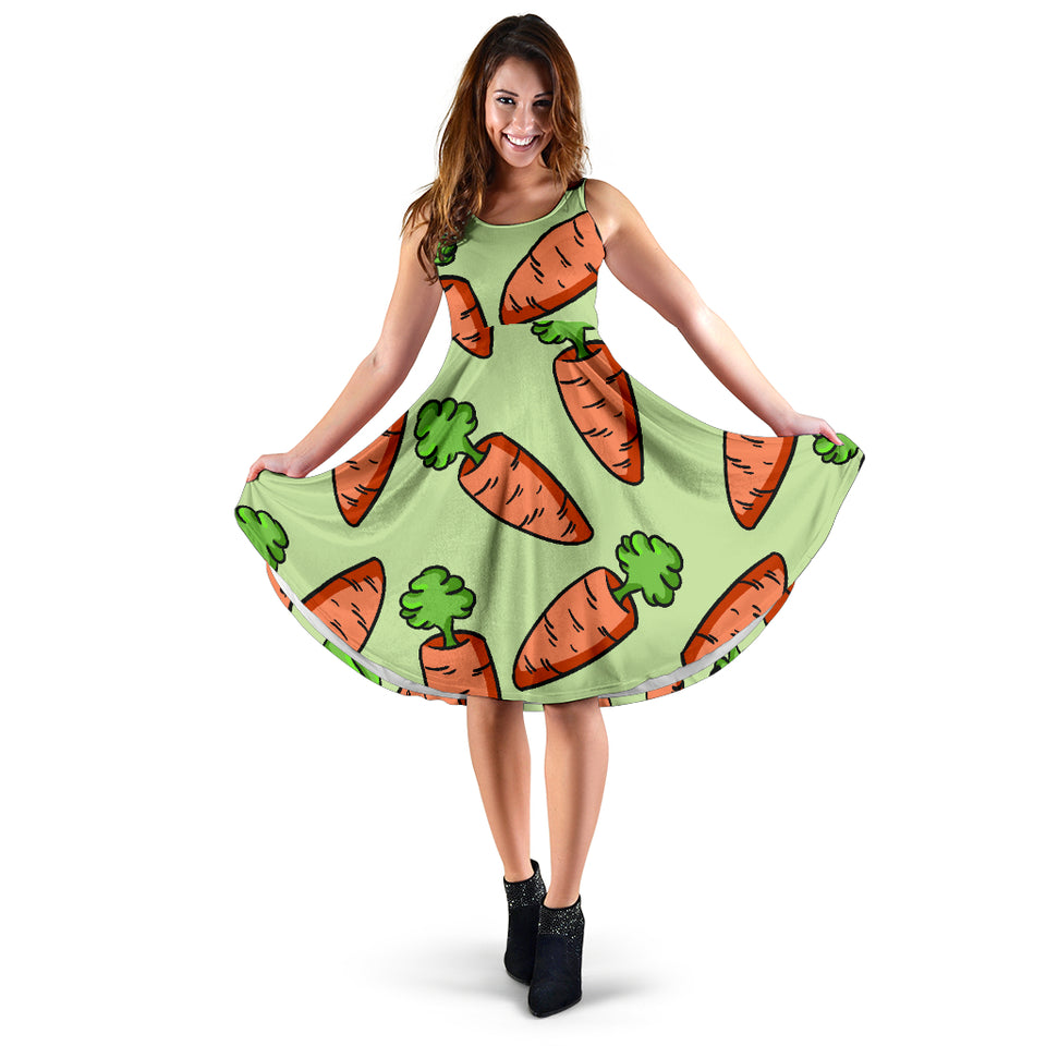 Carrot Pattern Print Design 05 Sleeveless Midi Dress