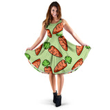Carrot Pattern Print Design 05 Sleeveless Midi Dress