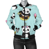 Cute Baby Panda Pattern Women'S Bomber Jacket