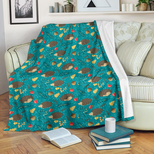 Hedgehog Pattern Print Design 01 Premium Blanket