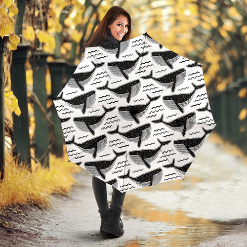 Black Whale Pattern Umbrella