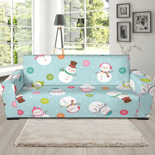 Cute Snowman Snowflake Pattern Sofa Slipcover