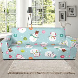 Cute Snowman Snowflake Pattern Sofa Slipcover