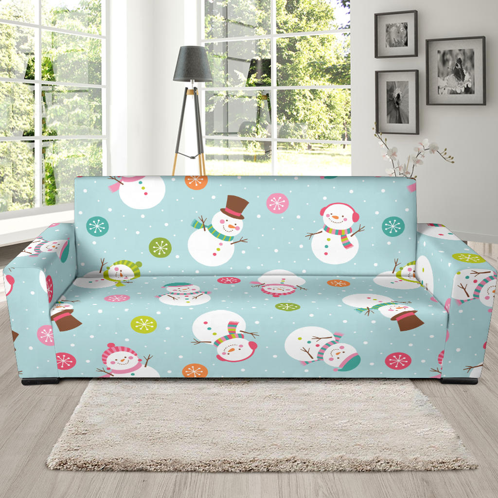 Cute Snowman Snowflake Pattern Sofa Slipcover