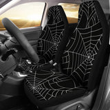 Spider Web Pattern Black Background White Cobweb Universal Fit Car Seat Covers