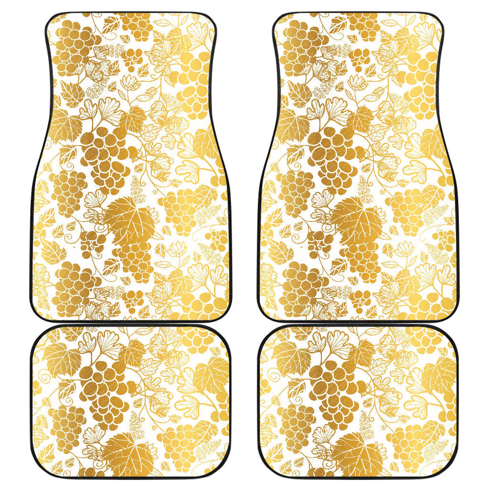 Gold Grape Pattern Front And Back Car Mats