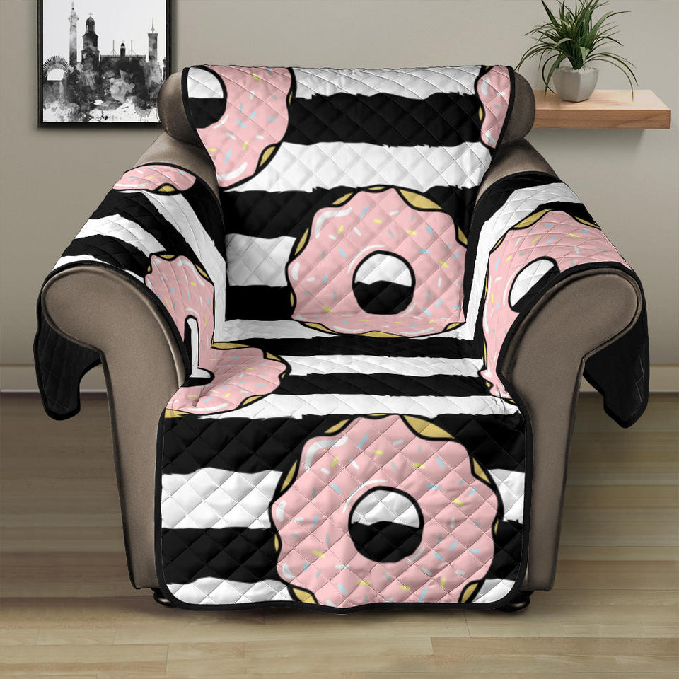 Donuts pink icing striped pattern Recliner Cover Protector