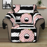 Donuts pink icing striped pattern Recliner Cover Protector