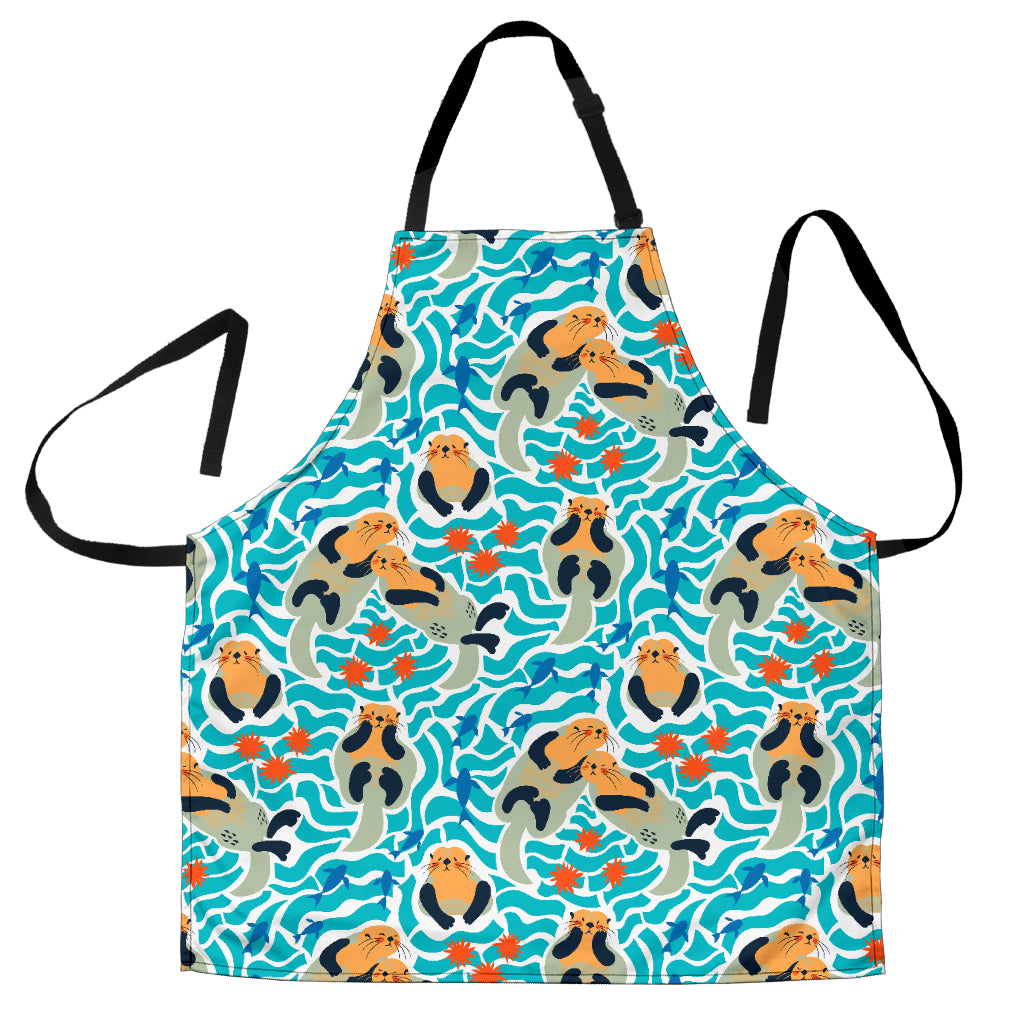Cute Sea Otters Fishe Sea Urchin Pattern Adjustable Apron