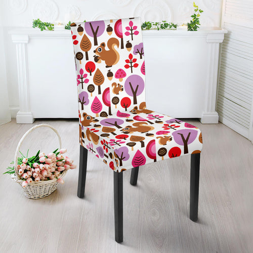 Squirrel Pattern Print Design 02 Dining Chair Slipcover