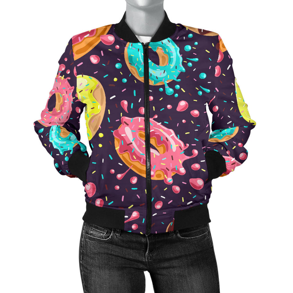 Colorful Donut Glaze Pattern Women'S Bomber Jacket