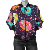 Colorful Donut Glaze Pattern Women'S Bomber Jacket
