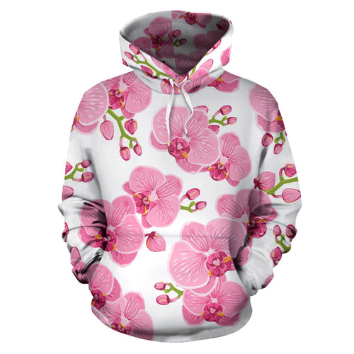 Pink Purple Orchid Pattern Background Men Women Pullover Hoodie