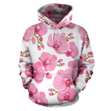 Pink Purple Orchid Pattern Background Men Women Pullover Hoodie