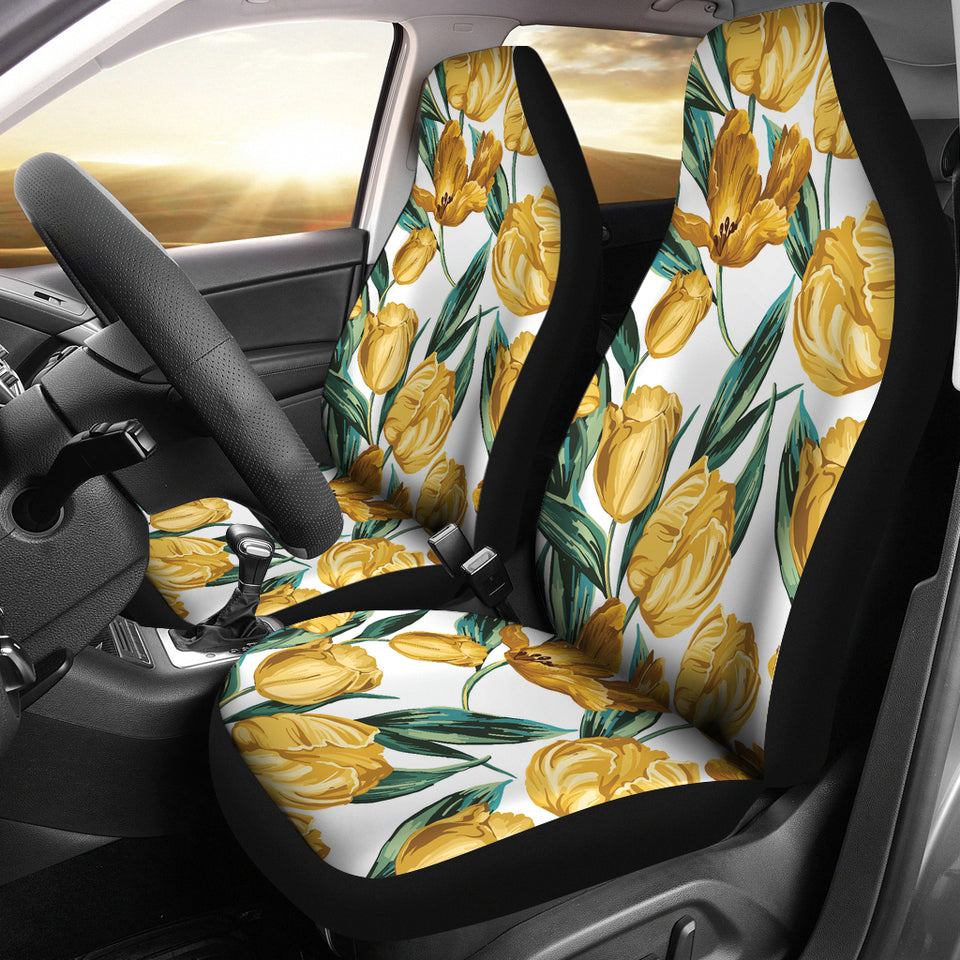 Yellow Tulips Pattern  Universal Fit Car Seat Covers