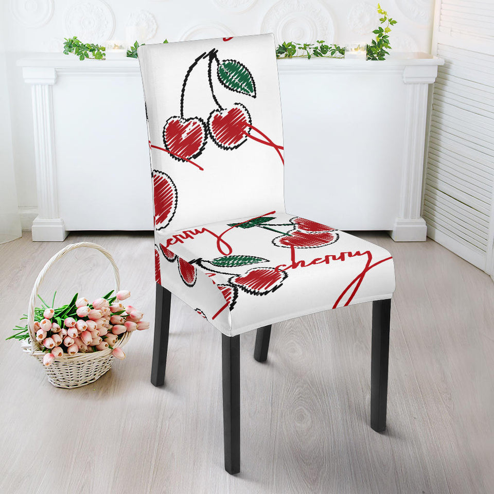 Hand Drawn Cherry Pattern Dining Chair Slipcover
