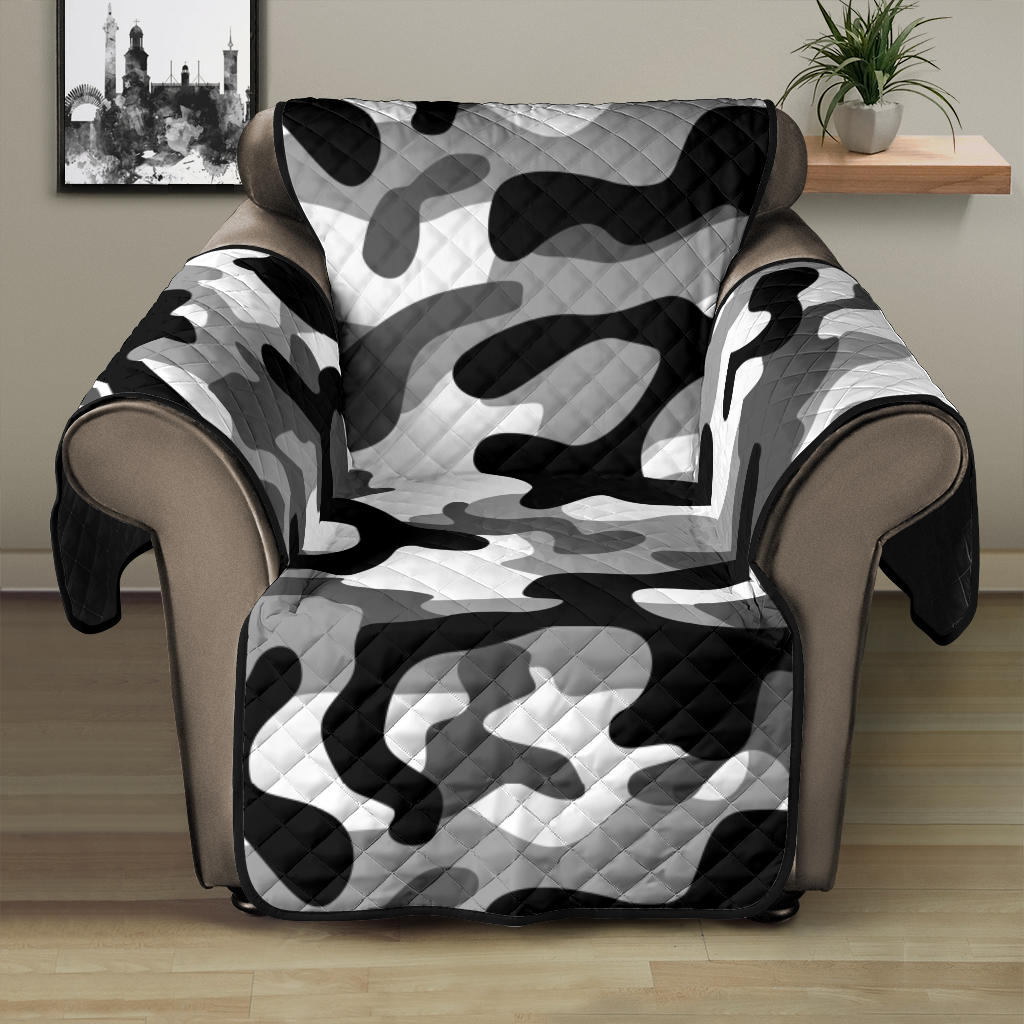 Black white camo camouflage pattern Recliner Cover Protector